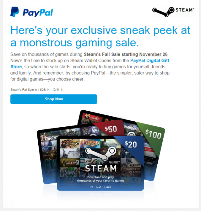 paypal steam sale
