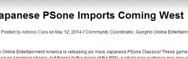 Six Japanese Original PlayStation Imports Coming to PSN