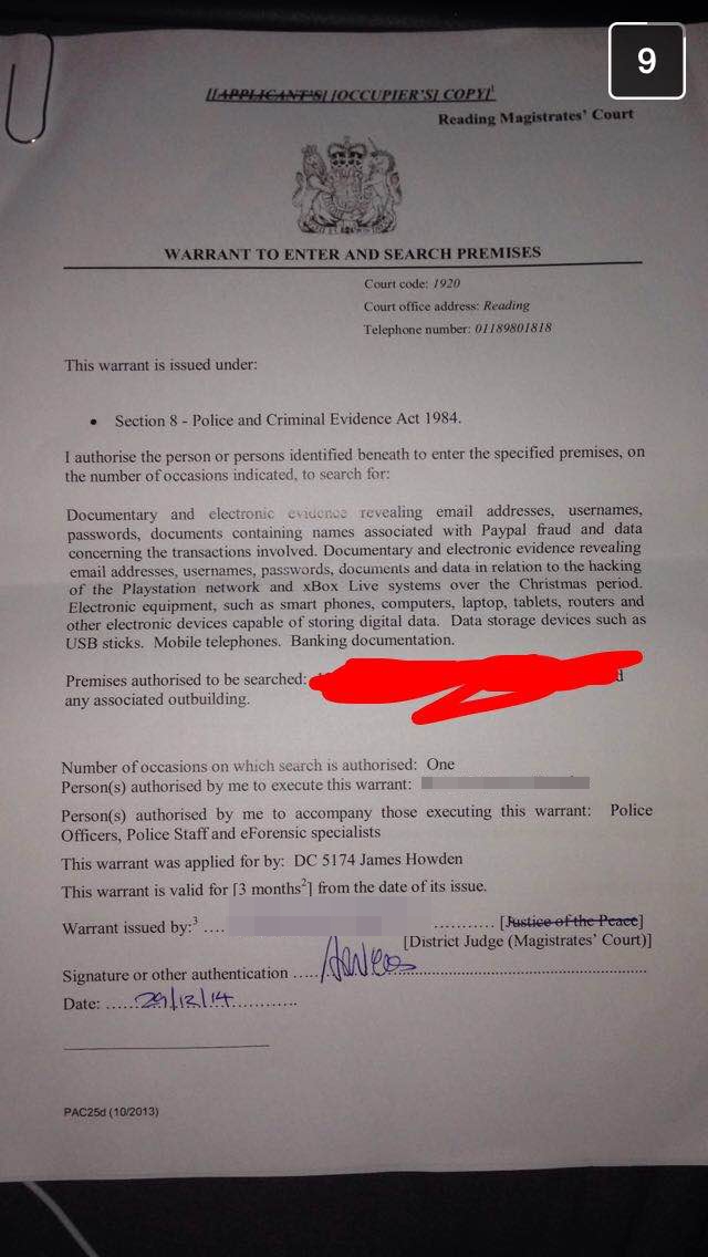 search warrant omari lizard squad