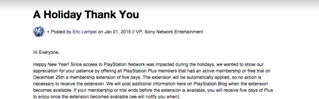 Sony Giving PS+ Subscribers 5 Days Free and 10% Discount