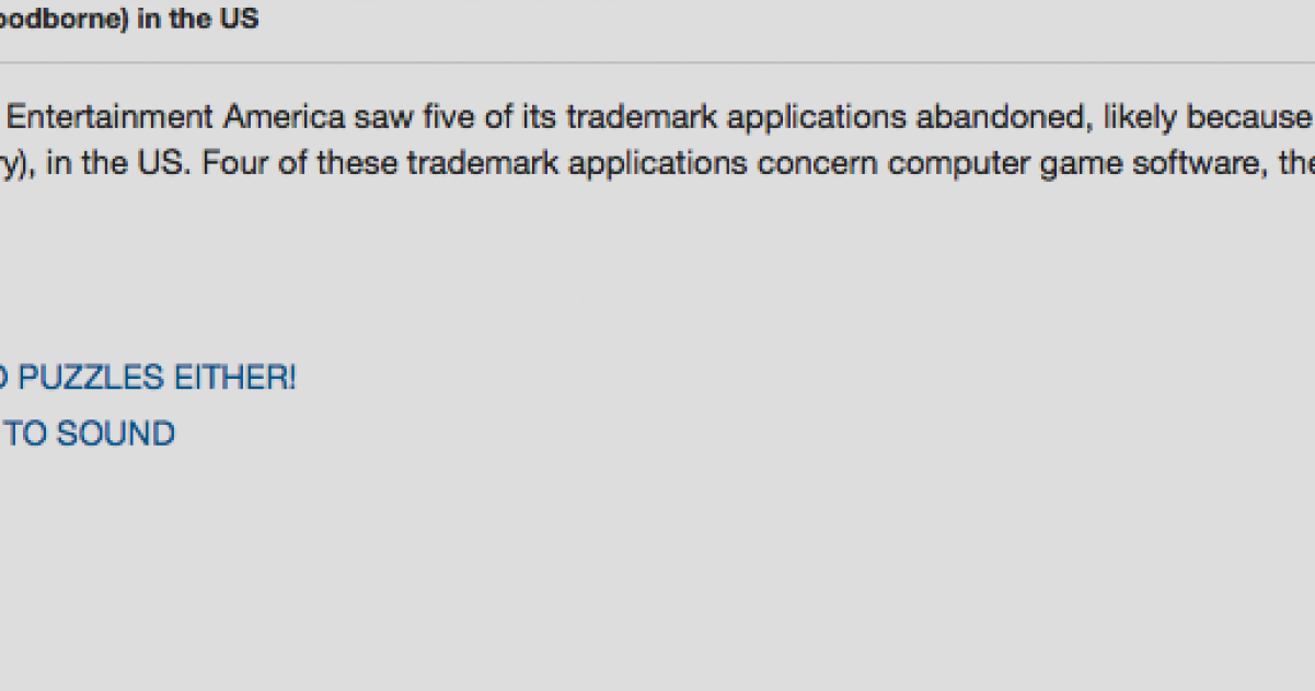 Sony Abandons Five Trademarks GameGrin