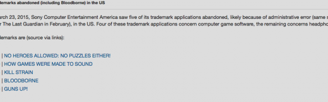 Sony Abandons Five Trademarks