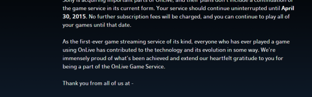 OnLive Shutting Down After Sony Acquisition