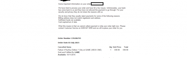 UPDATE: GAME Cancelling Fallout 4 Pip-Boy Edition Pre-Orders