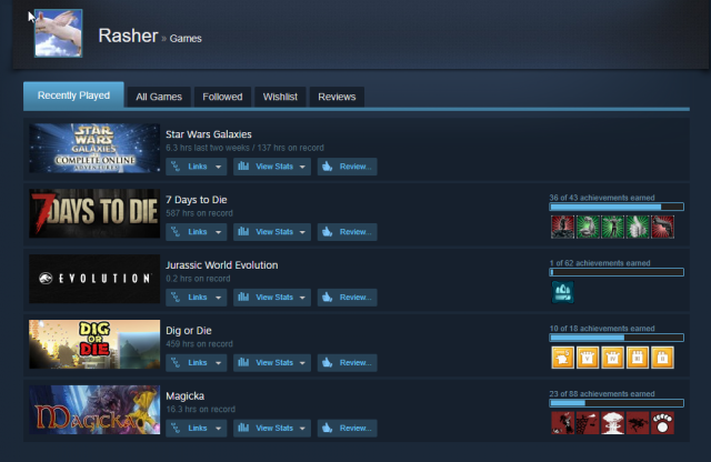 Steam Games Hours Played