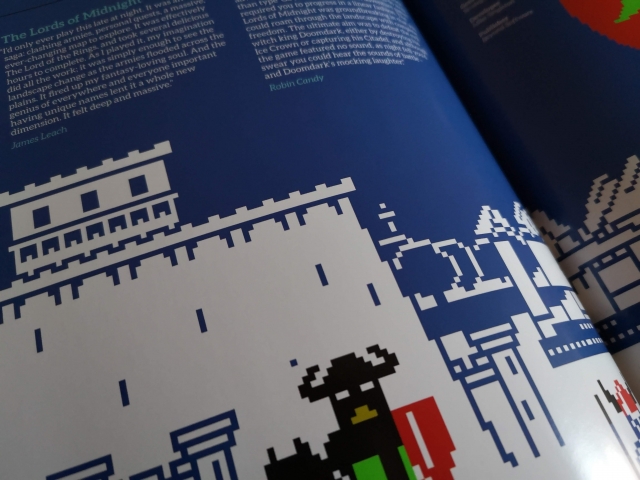 The chunky 8-bit aesthetic looks great when blown up to full pages!