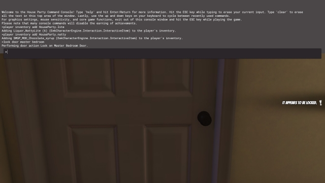 House Party Lock Door Console Commands Screenshot