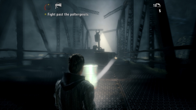Alan Wake poltergeists flying objectd bridge screenshot 3