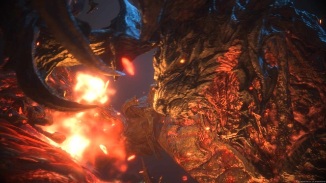 Ifrit and the Phoenix face off at the beginning of Final Fantasy XVI