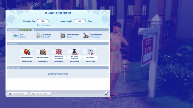 SIMS 4 FOR RENT TENANT AGREEMENT
